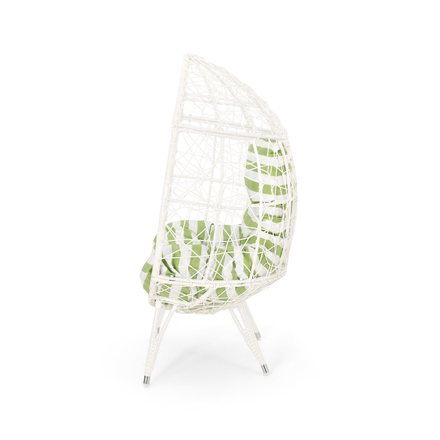 Cosmos - Round Hammered Iron Teardrop Chair - White / Green
