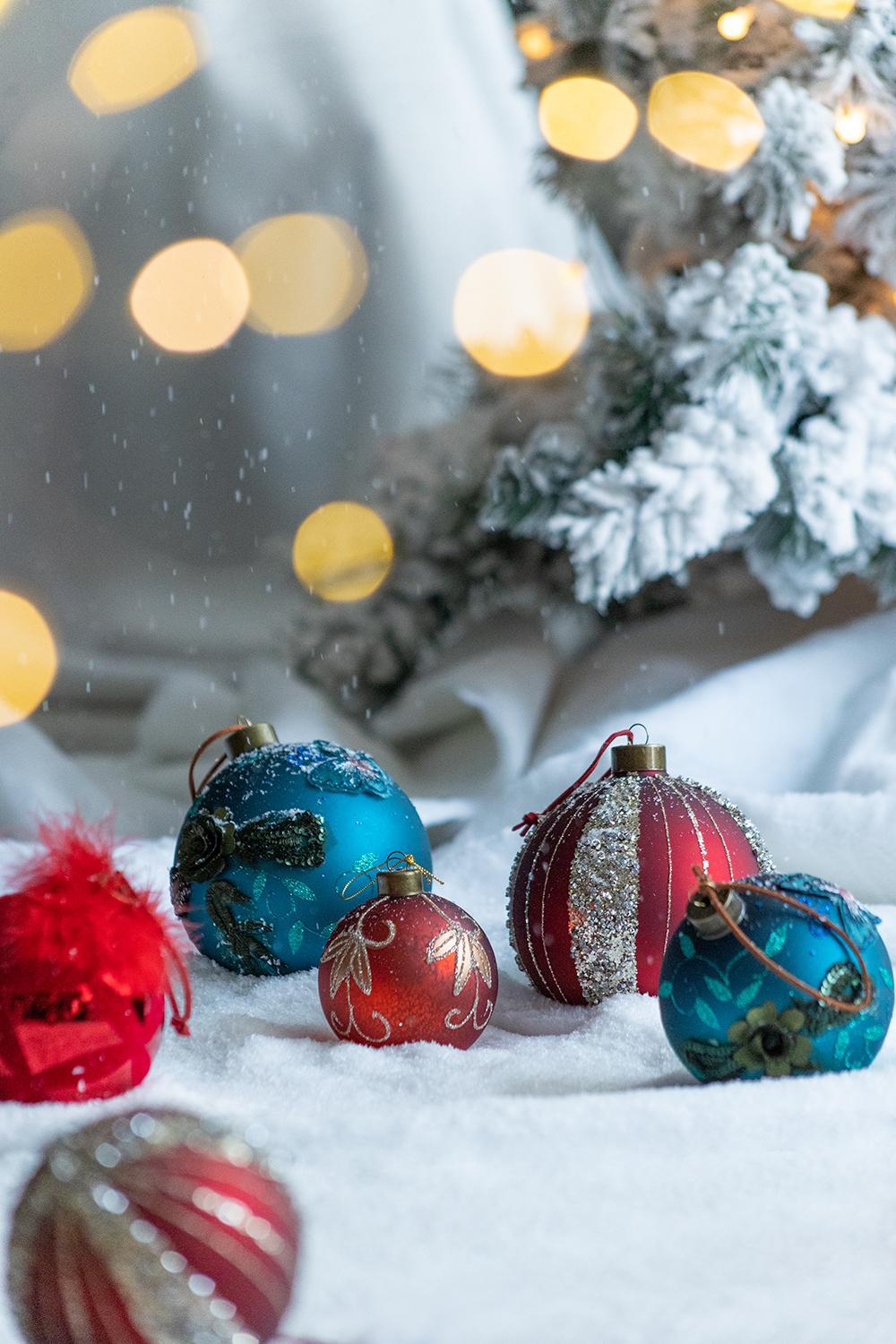 Christmas Ball Ornaments, Glass Decorative Hanging Ball Christmas Tree Ornaments For Holiday Party Decorations (Set of 6) - Blue