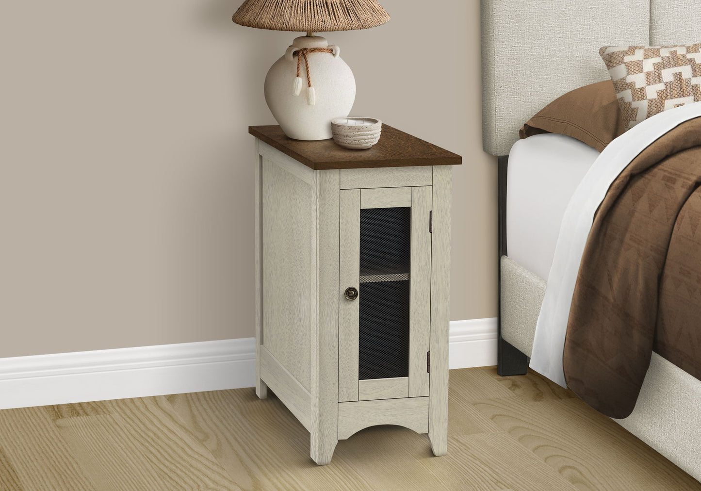 Accent End Table Transitional - White