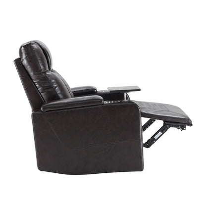 Power Motion Recliner With USB Charging Port And Hidden Arm Storage 2 Convenient Cup Holders Design And 360 Degree Swivel Tray Table - Black