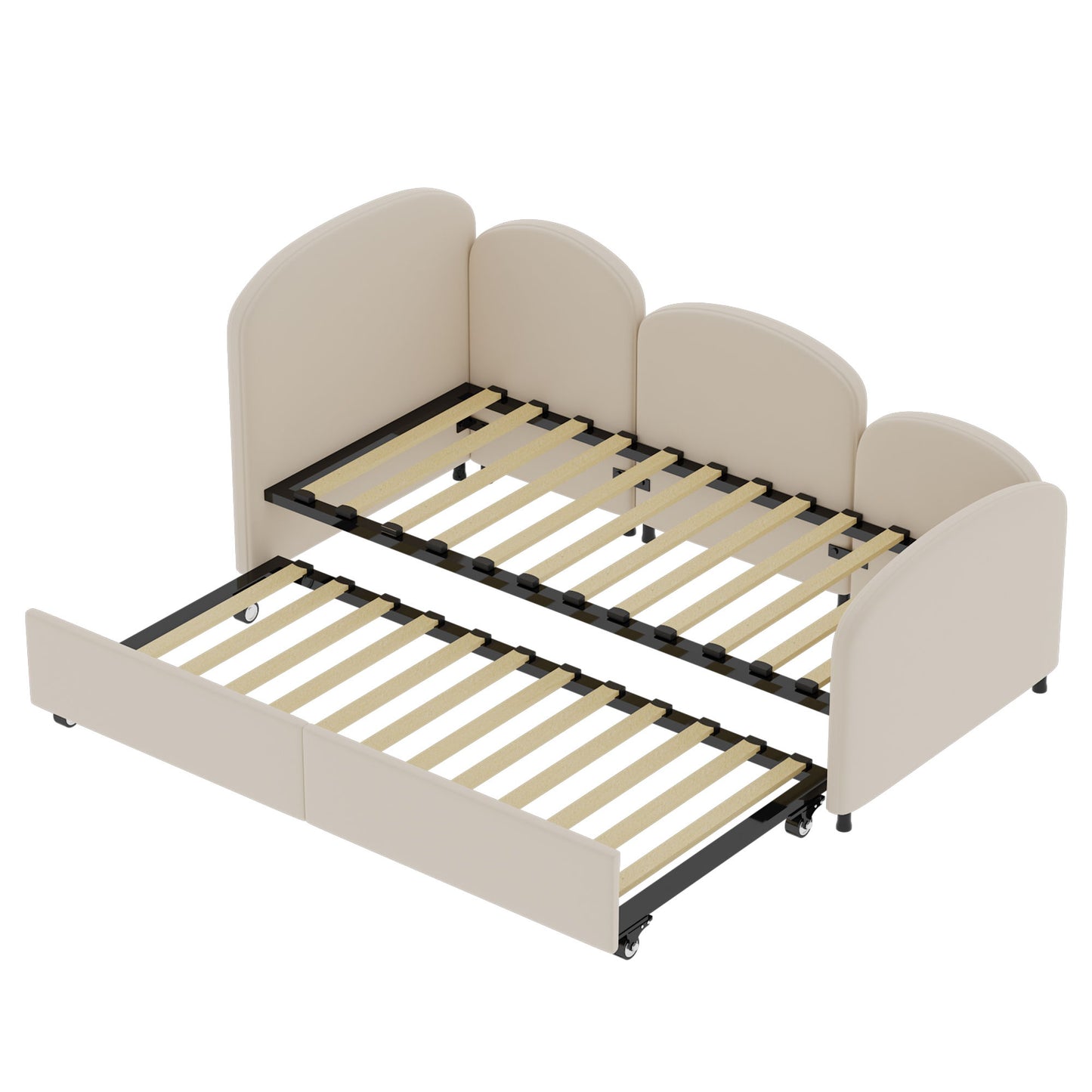 Modern Upholstered Daybed With Twin Size Bed Frames And Storage - Beige
