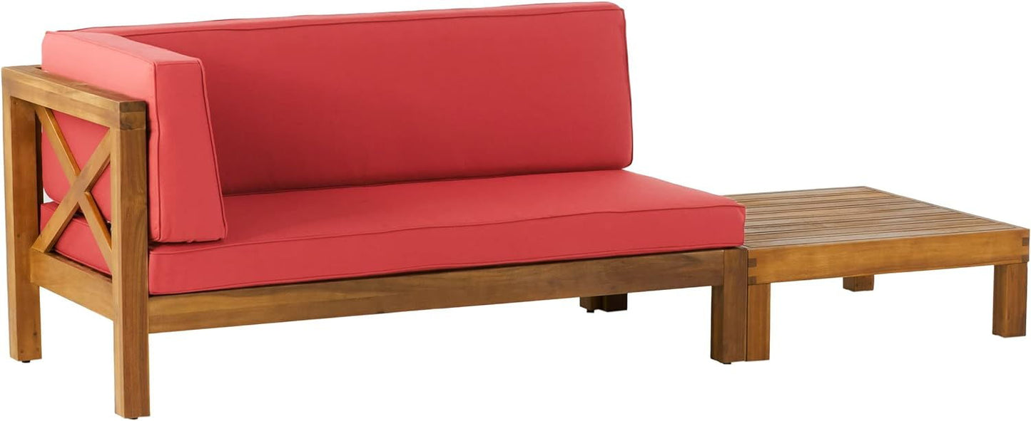 Brava - X Back Corner Bench L With Coffee Table - Red