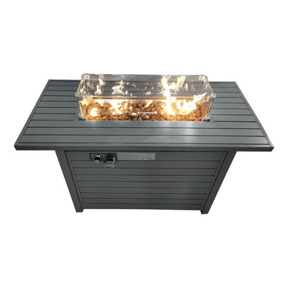 Propane Outdoor Fire Pit Table With Lid Durable Construction - Gray