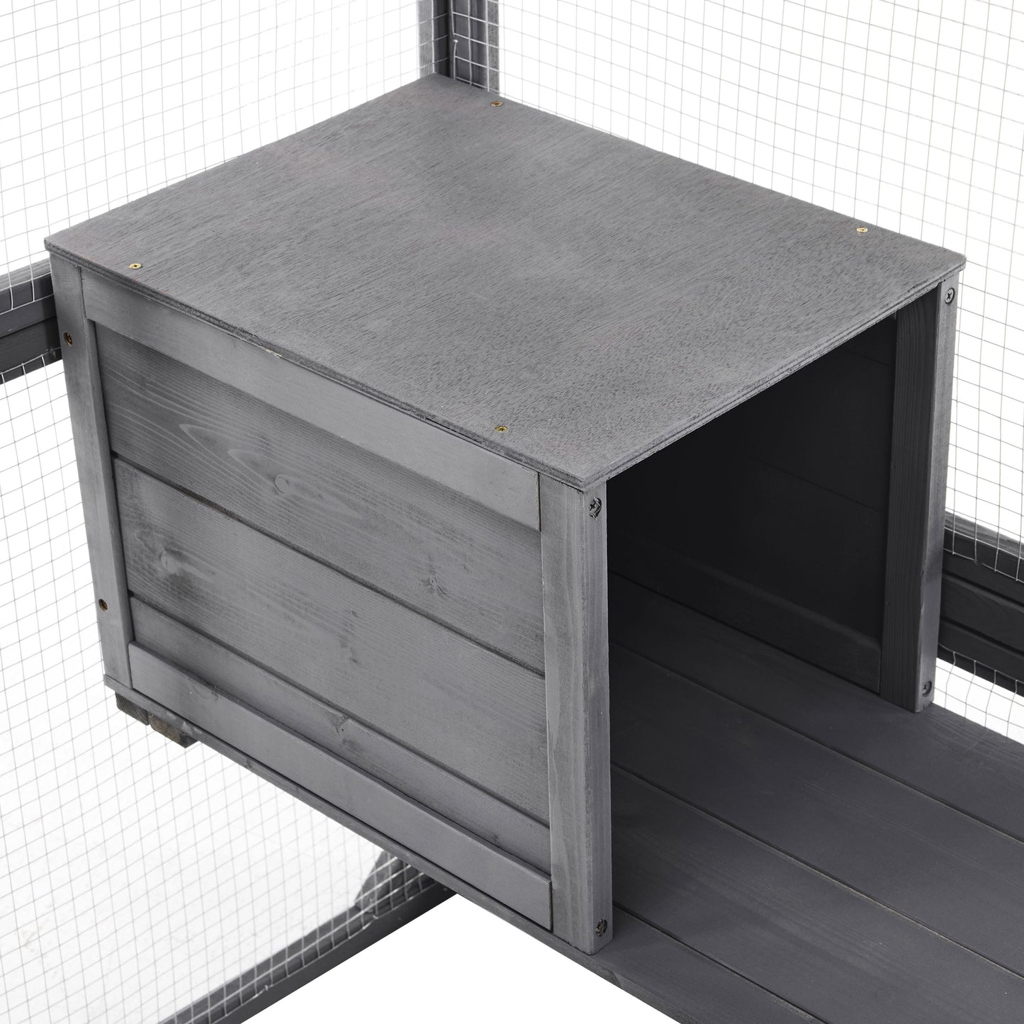 Outdoor Diy Cat House Catio With Double Enter Doors, Platforms, And Condos - Dark Gray
