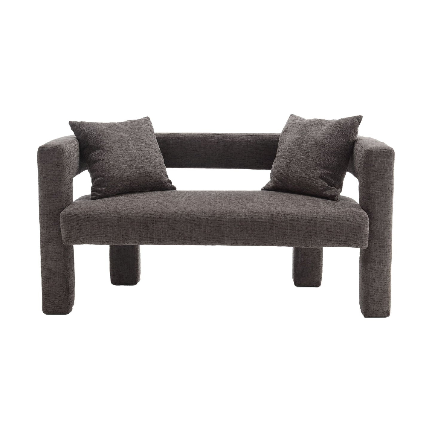 Modern Loveseat Sofa, Comfy Upholstered 2 Seater Sofa, Small Loveseat Accent Couch For Leisure Areas - Gray