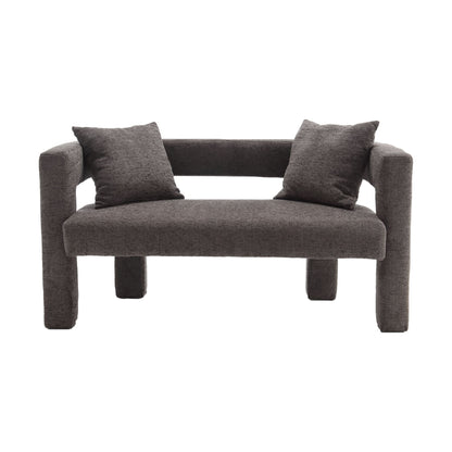 Modern Loveseat Sofa, Comfy Upholstered 2 Seater Sofa, Small Loveseat Accent Couch For Leisure Areas - Gray