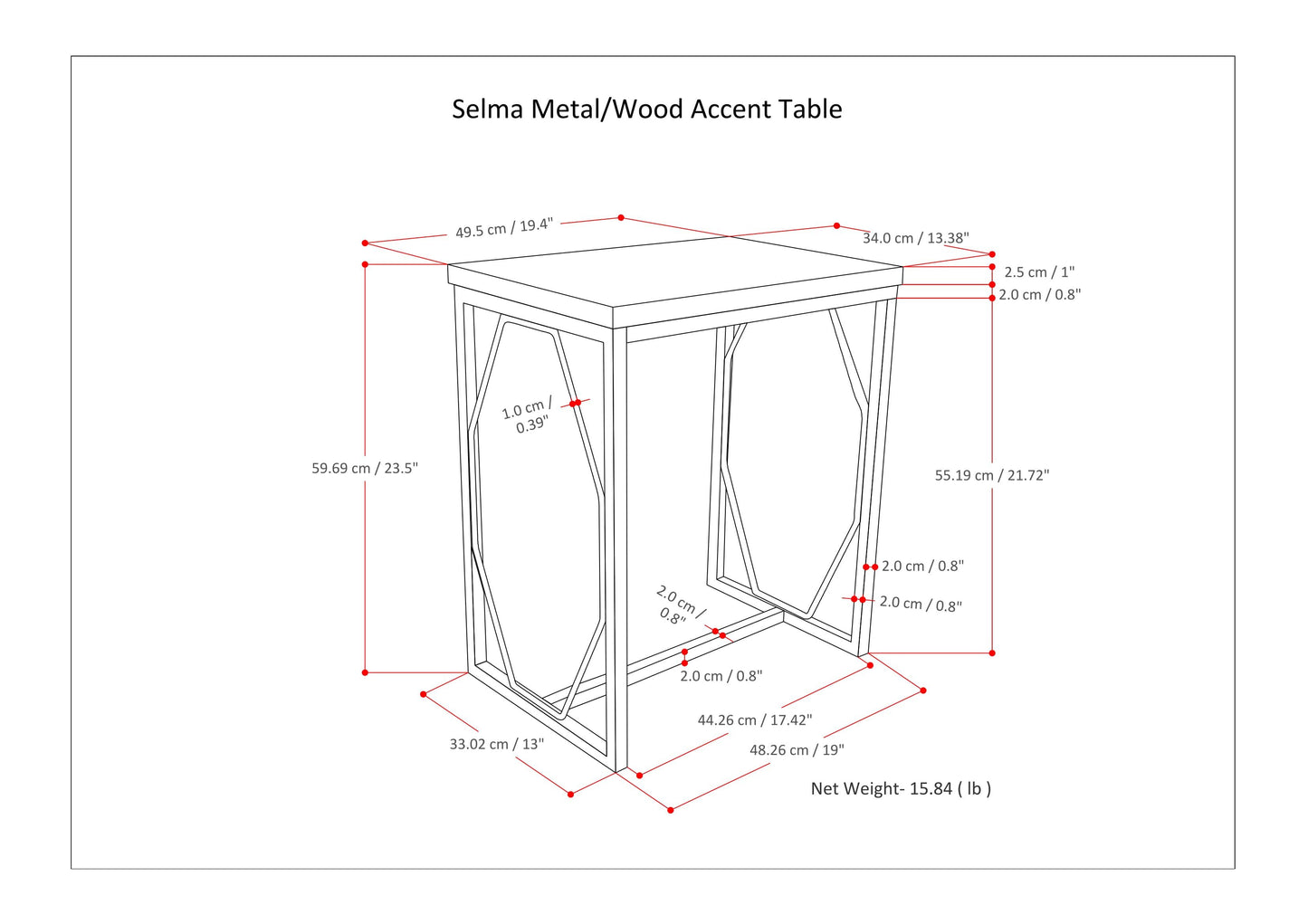 Selma - Metal And Wood Accent Table - Natural / Gold