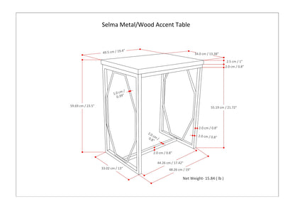 Selma - Metal And Wood Accent Table - Natural / Gold