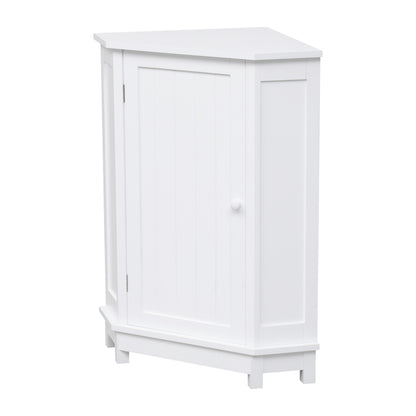 Bathroom Cabinet Triangle Corner Storage Cabinet With Adjustable Shelf Modern Style - White