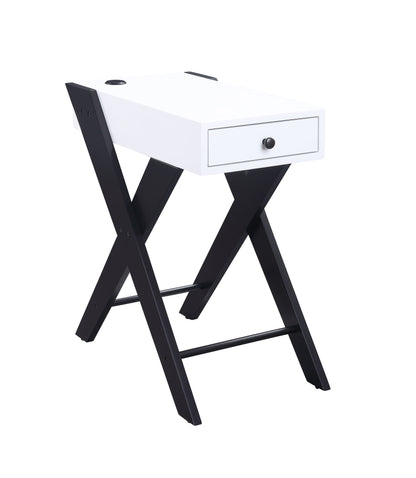 Fierce - Accent Table With Built - In USB Port - White / Black