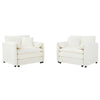 Modern Chenille Oversized Accent Chair (Set of 2), Comfy Single Sofa Chair With Large Seat - Beige