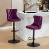 Swivel Velvet Barstools Adjusatble Seat Height , Modern Upholstered Bar Stools With Backs Comfortable Tufted For Home Pub And Kitchen Island (Set of 2) - Purple