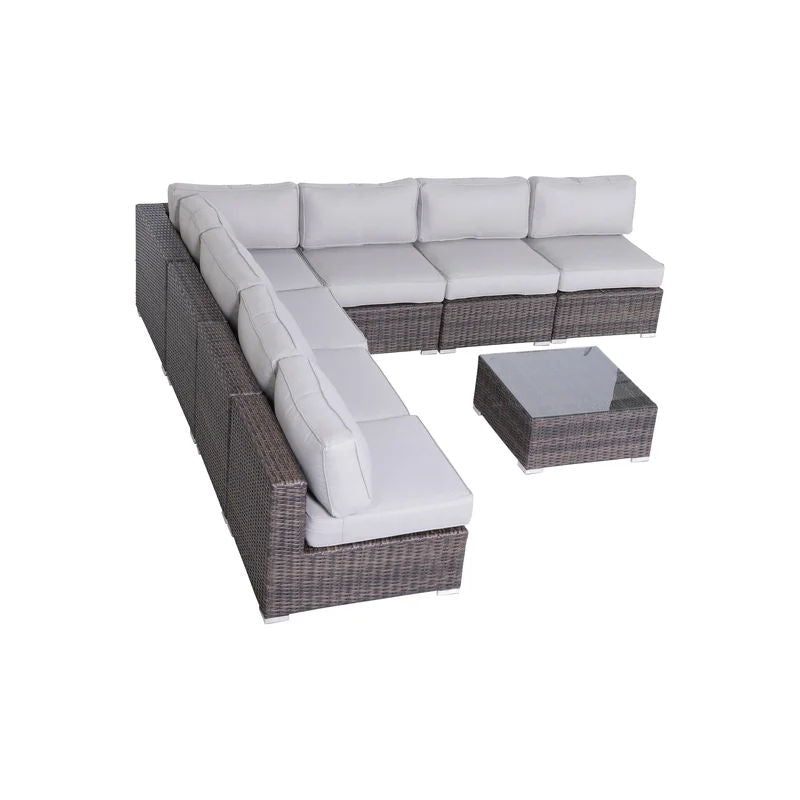 6 Person Seating Set With Cushions - Brown / Gray