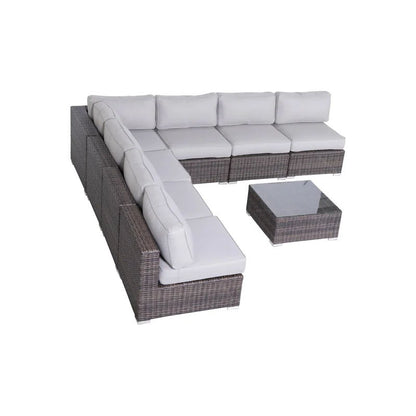 6 Person Seating Set With Cushions - Brown / Gray
