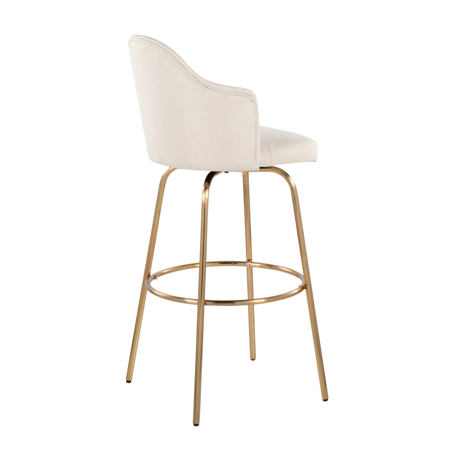 Ahoy - Contemporary Fixed Height Bar Stool Round Gold Footrest (Set of 2) - Cream / Gold