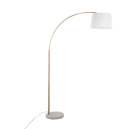 March - Contemporary Floor Lamp - Antique Brass / White
