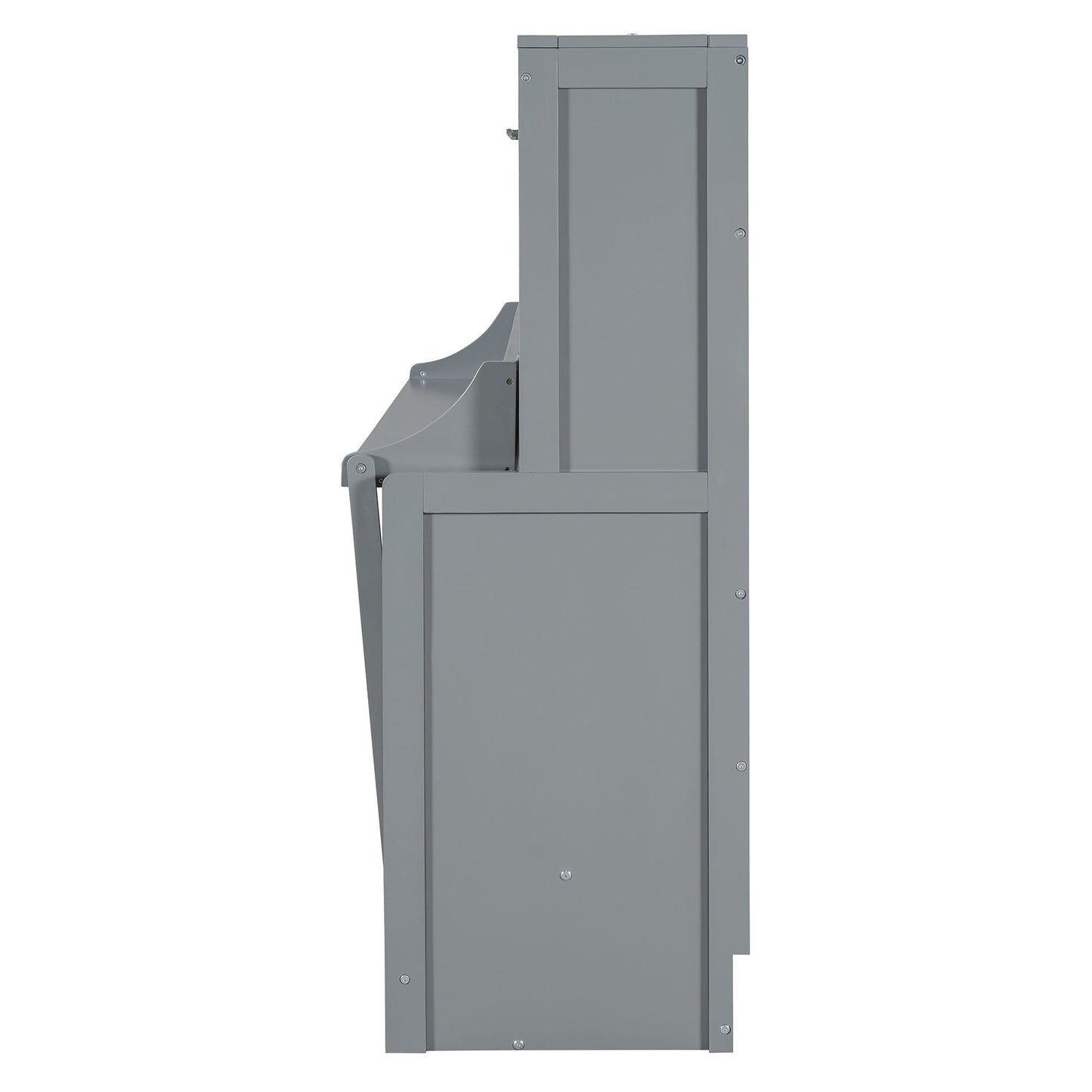 Full Size Murphy Bed With Hydraulic Lift & Desk Design - Gray