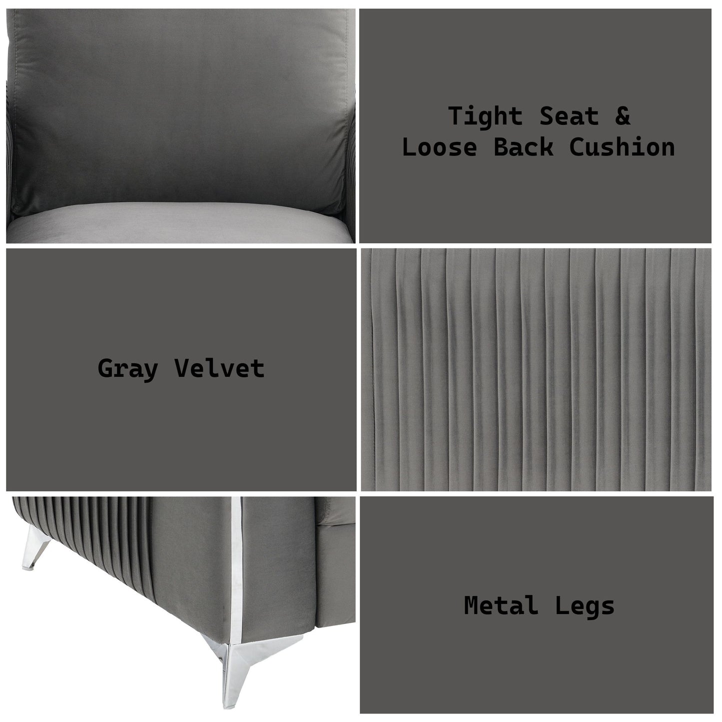 Wenona - Velvet Loveseat - Gray