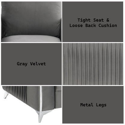 Wenona - Velvet Loveseat - Gray