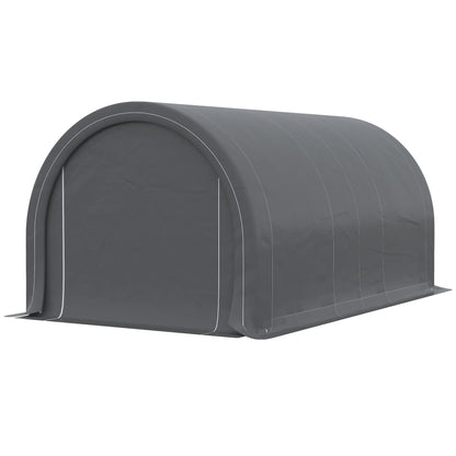 Outsunny - 10' x 16' Carport, Heavy Duty Portable Garage Storage Tent With Large Zippered Door, Anti-Uv Pe Canopy Cover For Car, Truck, Boat, Motorcycle, Bike, Garden Tools, Outdoor Work - Gray