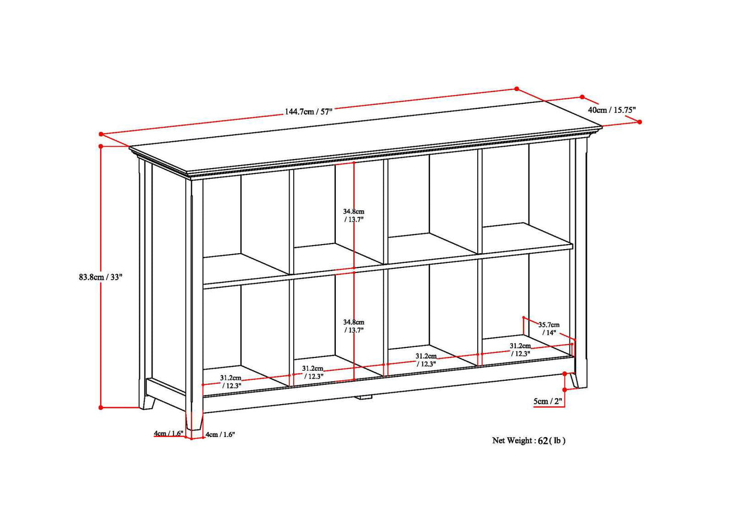 Amherst - 8 Cube Storage Sofa Table - Distressed Gray