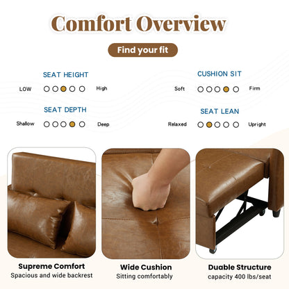 Convertible Sleeper Bed, Adjustable Oversized Armchair With 3 USB Ports For Small Space - Brown