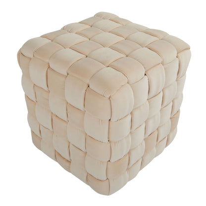 Square Braided Ottoman - Cream