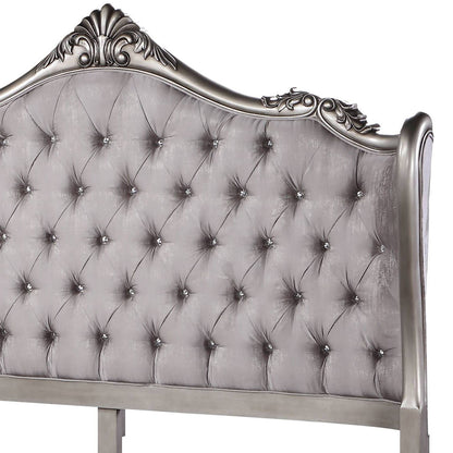 Ariadne - Eastern King Velvet Bed - Antique Silver