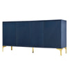 Modern 4 Door Sideboard With Creative Carved Surface And Adjustable Shelves - Light Blue