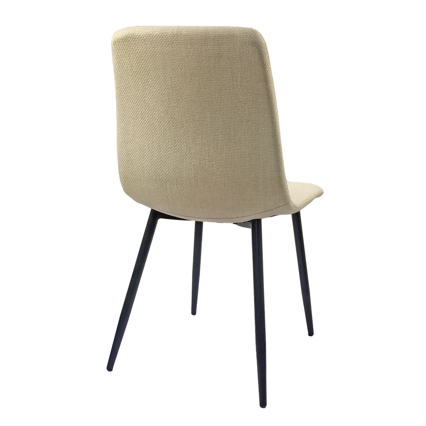 Modern Upholstered Dining Chairs (Set of 4) With Black Metal Legs And Linen Cushion Seat - Beige