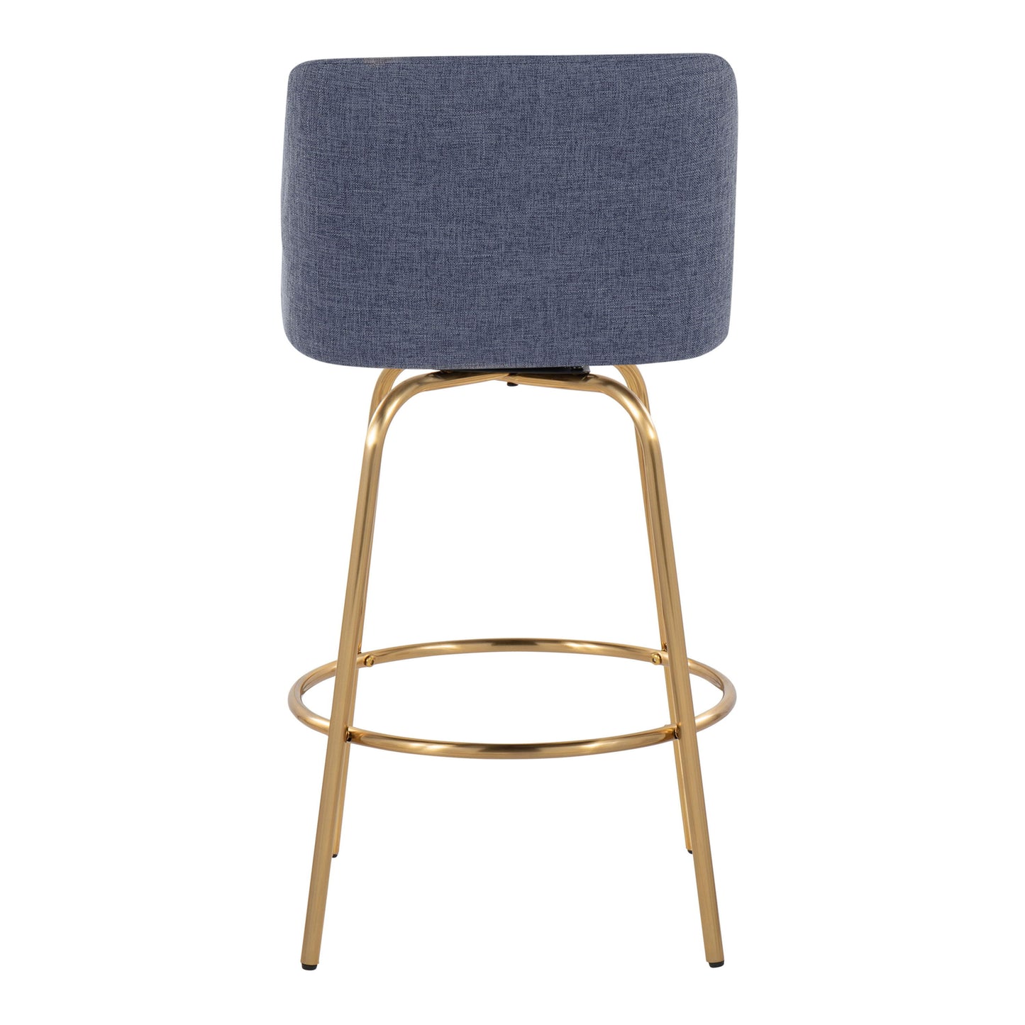Toriano - Contemporary Fixed Height Counter Stool With Swivel With Round Footrest (Set of 2) - Blue / Gold
