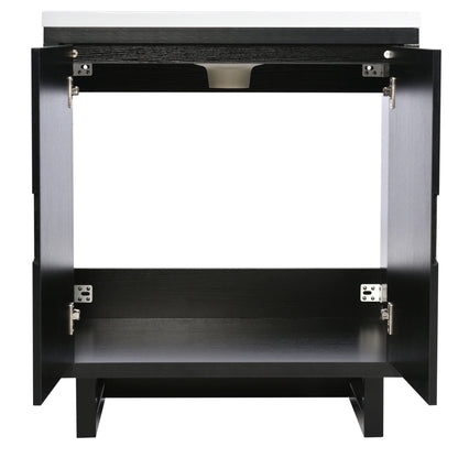 Bathroom Vanity Set With Sink, Combo Cabinet, Bathroom Storage Cabinet, Solid Wood Frame - Black