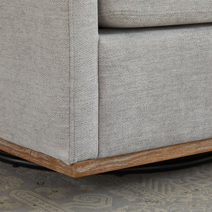 Modern Square Upholstered Swivel Accent Chair Chenille For Living Room Or Bedroom - Light Gray