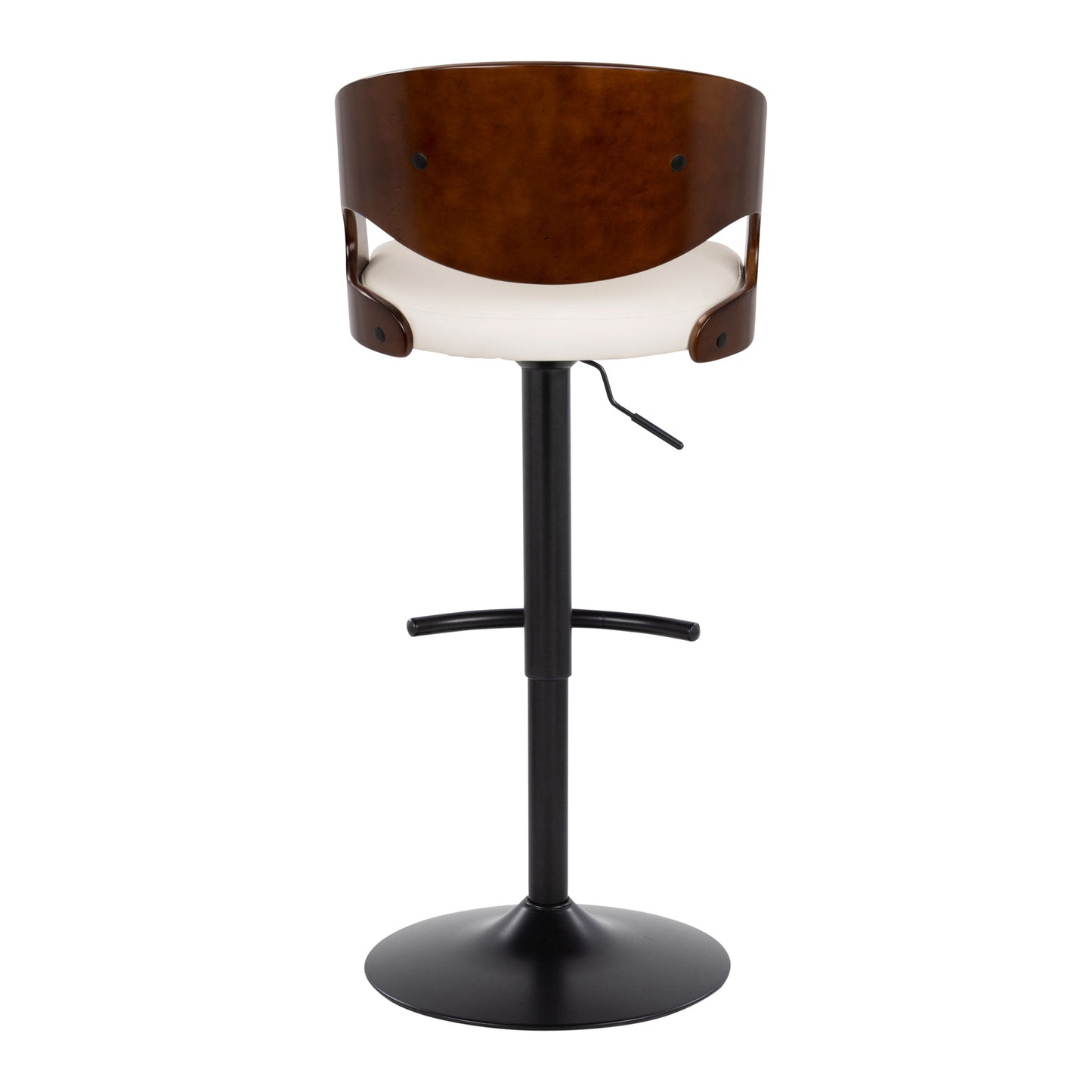 Pino - Mid-Century Modern Adjustable Barstool With Swivel With Rounded T Footrest (Set of 2) - Black / Cherry / White