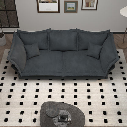 Modern Comfy Upholstered Sofa Cloud Couch, Deep Seat Couches With Multiple Large Soft Pillows, Convertible Deep Seat Chaise Langue For Living Room - Gray