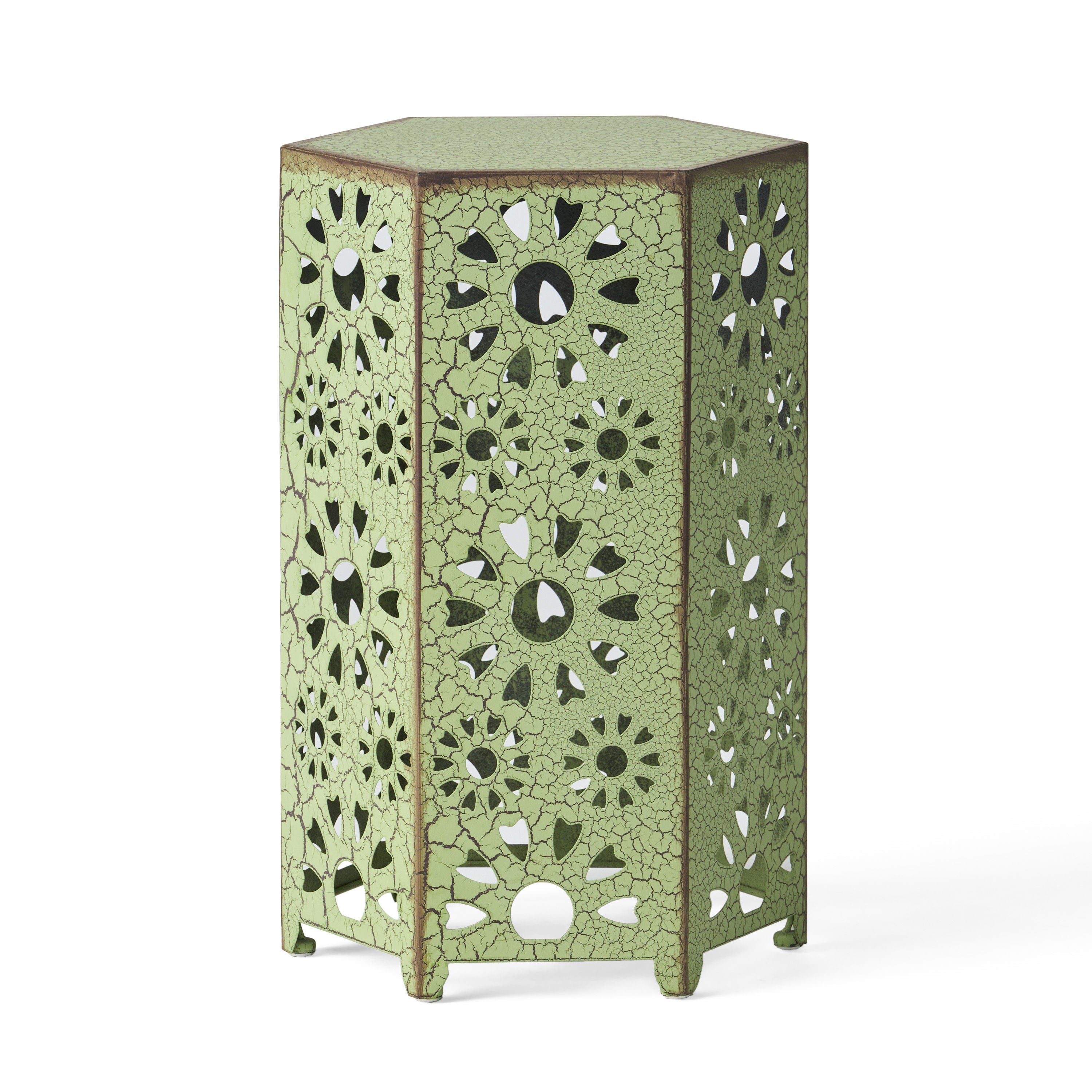 Galore - Side Table With Sunburst Cut Out Design - Green