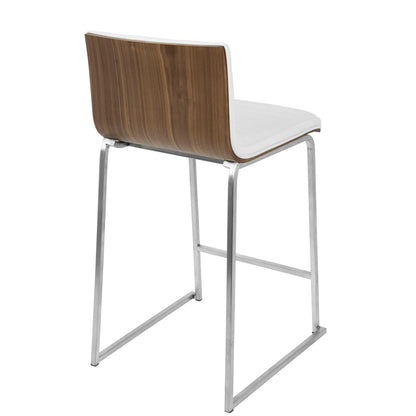Mara - Contemporary Counter Stool (Set of 2) - Walnut / White