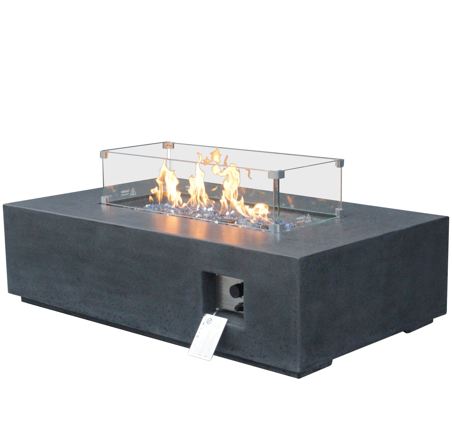 52 " Outdoor Concrete Propane Gas Rectangle Fire Pit Table - Dark Gray Color