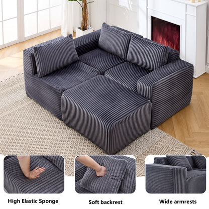 Modern Minimalist Modular Sectional Sofa With Deep Seats Upholstered L - Shape Cloud Couch, Right Facing Chaise - Dark Gray