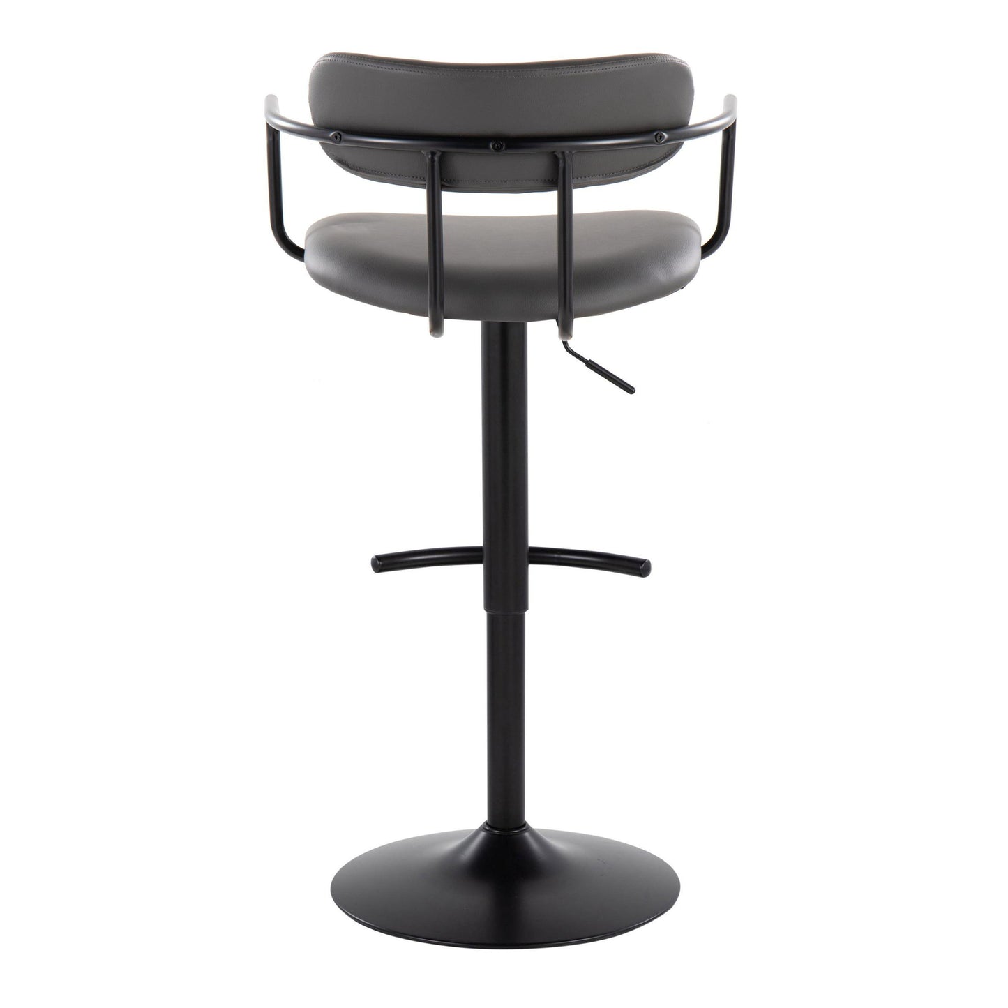 Demi - Contemporary Adjustable Height Barstool With Swivel With Rounded T Footrest (Set of 2) - Black / Gray