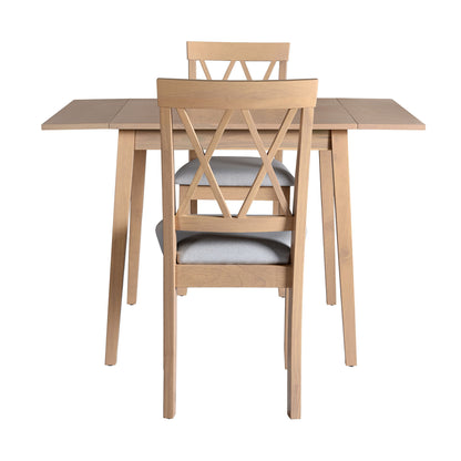 3 Piece Kitchen Dining Set With Drop Leaf Dining Table And 2 Dining Upholstered Chairs, Dining Room Set For Small Places - Natural