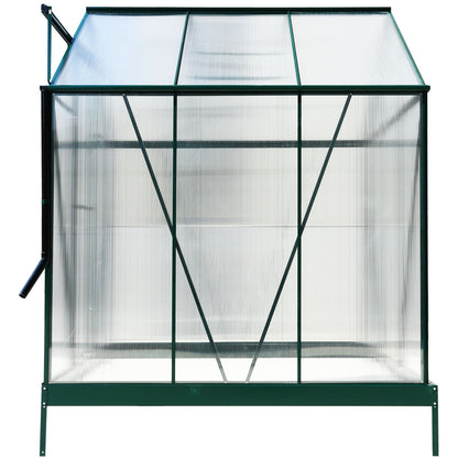 6.3'x6.2'x7' Polycarbonate Greenhouse, Heavy Duty Outdoor Aluminum Walk-In Green House Kit With Rain Gutter, Vent And Door For Backyard Garden - Green