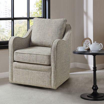 Wide Seat Swivel Arm Chair With 360 Degree Rotation - Gray