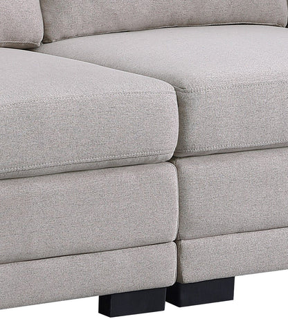 Kristin - Linen Fabric Reversible Sectional Sofa With 2 Ottomans - Light Gray