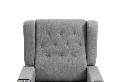 Arm Pushing Recliner Chair, Modern Button Tufted Wingback Push Back Recliner Chair, Living Room Chair Fabric Pushback Manual Single Reclining Sofa Home Theater Seating For Bedroom - Dark Gray