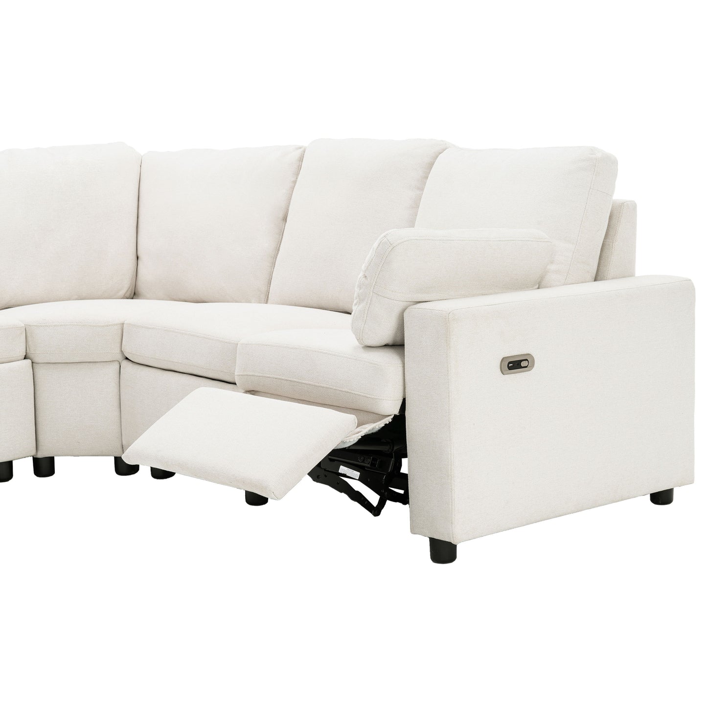 Power Recliner Sectional Sofa Home Theater Reclining Sofa With Two USB Ports, Two Storage Drawers For Living Room - Beige