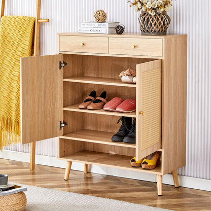 Multi Functional Modern Minimalist Shoe Cabinet Seamlessly Fits Into Nordic, Japanese, And Industrial Style Interiors - Natural Wood