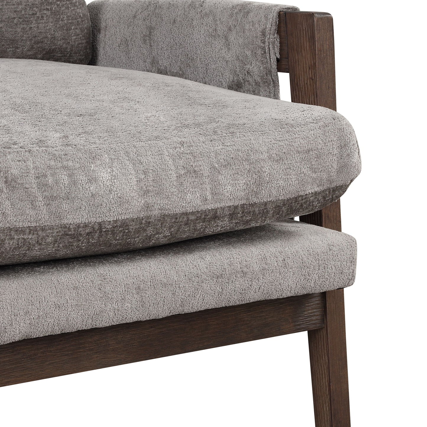 Mid-Century Modern Velvet Accent Chair, Leisure Chair With Solid Wood And Thick Seat Cushion For Living Room, Bedroom, Studio - Gray