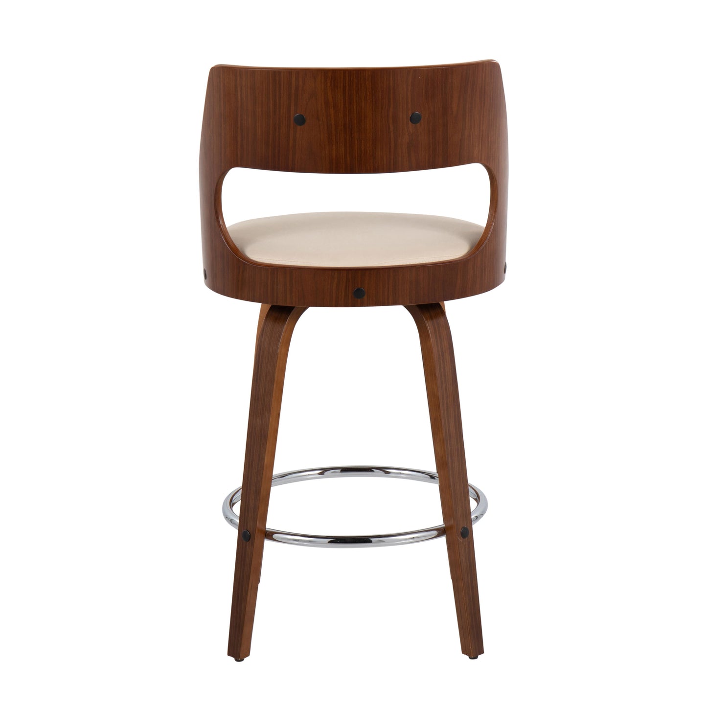 Cecina - Mid-Century Modern Counter Stool With Swivel (Set of 2) - Walnut / Cream