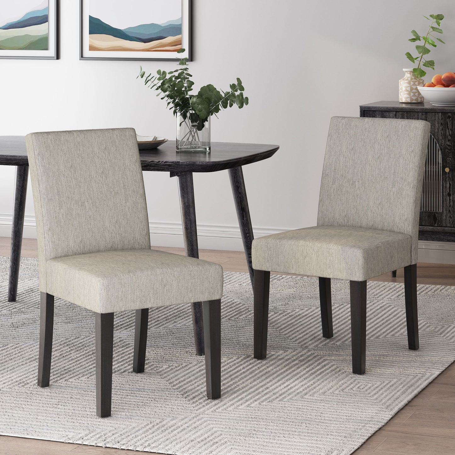 Contemporary Dining Chair With Upholstered Seating - Light Gray